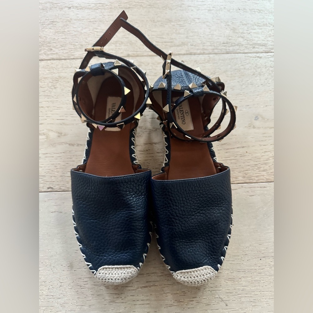 Valentino Garavani Espadrille Flats 37 blue rock stud